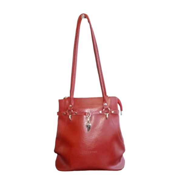 Lancaster Convertable Red Leather Shoulder Bag Backpack - Picture 16 of 16